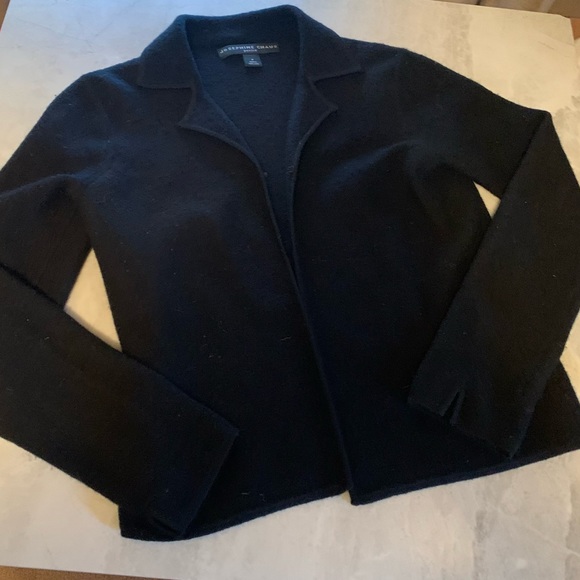 Josephine Chaus Petite 100% Wool Black Cardigan Sweater - Picture 3 of 4